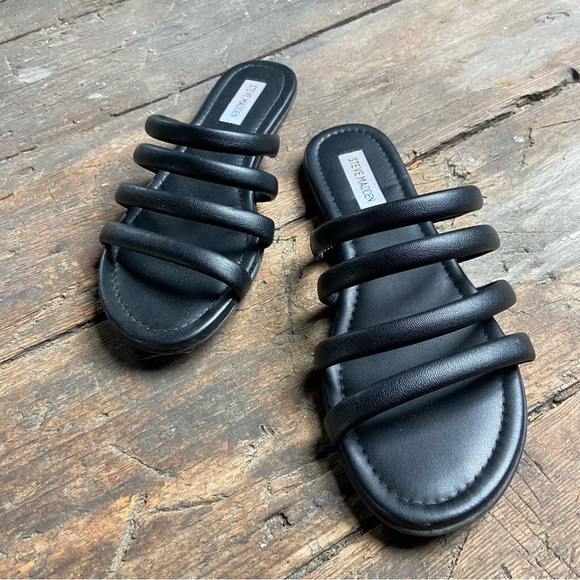 Steve Madden Strappy Black Slides - Picture 2 of 5